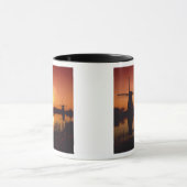 Windmills bij zonsondergang, Kinderdijk, Nederland Mok (Midden)