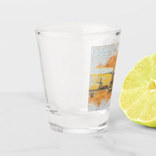 Windmills digitale kunst shot glas (Links)