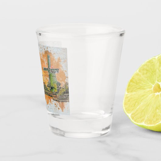 Windmills digitale kunst shot glas (Rechts)