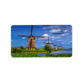 Windmills in Kinderdijk, Nederland Etiket (Voorkant)