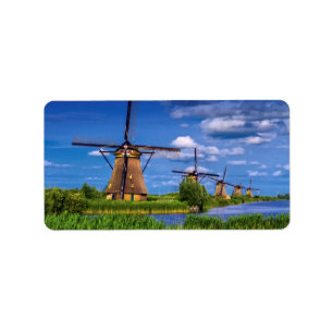 Windmills in Kinderdijk, Nederland Etiket