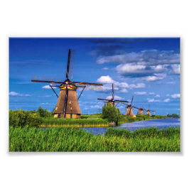 Windmills in Kinderdijk, Nederland Foto Afdruk