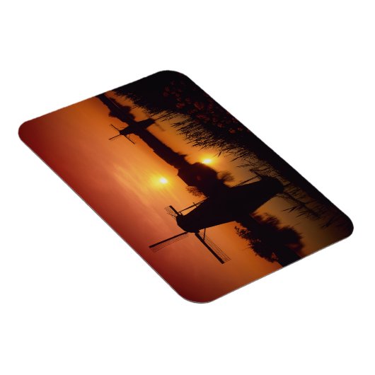 Windmills in sunset, Kinderdijk, Nederland Magneet (Rechterzijde)