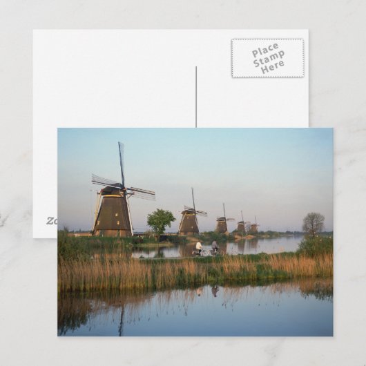 Windmills, Kinderdijk, Nederland Briefkaart (Voorkant / Achterkant)