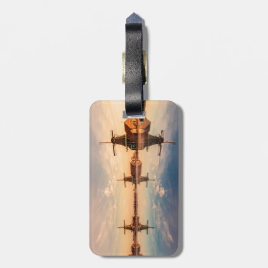 Windmills Kinderdijk Nederland gestileerd Bagagelabel (Achterkant verticaal)