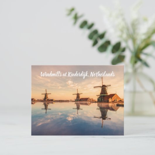 Windmills Kinderdijk Nederland gestileerd Briefkaart (Staand voorkant)