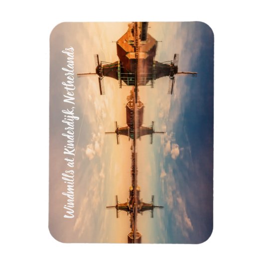 Windmills Kinderdijk Nederland gestileerd Magneet (Verticaal)