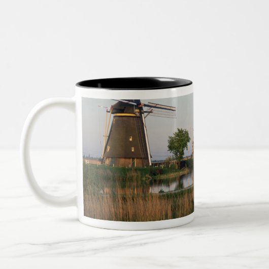 Windmills, Kinderdijk, Nederland Tweekleurige Koffiemok (Links)