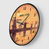 Windmills Sunset Kinderdijk - Waterverf verf Grote Klok (Hoek)