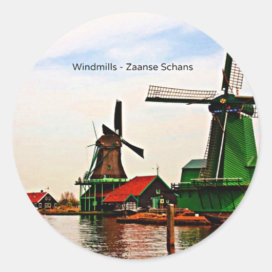 Windmills-Zaanse Schans Ronde Sticker (Voorkant)