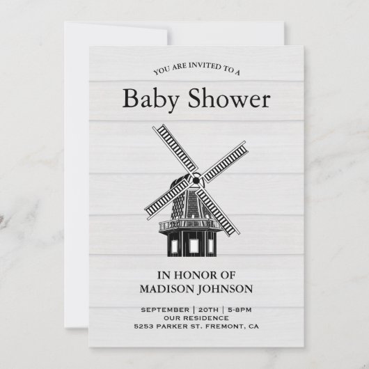  Windmolen Baby shower Kaart (Voorkant)
