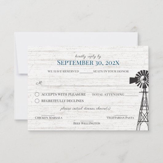 Windmolen Barn Wedding Reply Invitation Kaart (Voorkant)