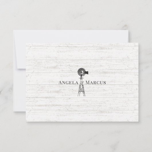 Windmolen Barn Wedding Reply Invitation Kaart (Achterkant)