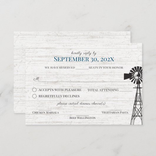 Windmolen Barn Wedding Reply Invitation Kaart (Voorkant / Achterkant)