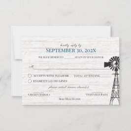 Windmolen Barn Wedding Reply Invitation Kaart