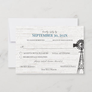 Windmolen Barn Wedding Reply Invitation Kaart