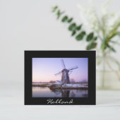 Windmolen bij koude zonsopgang, Holland zwart brie Briefkaart (Staand voorkant)