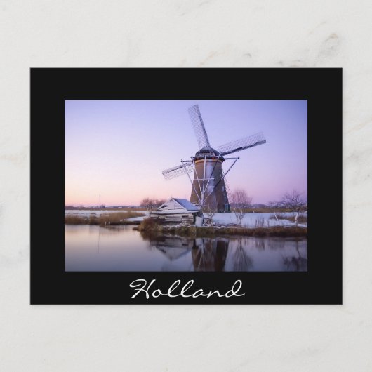 Windmolen bij koude zonsopgang, Holland zwart brie Briefkaart (Voorkant)
