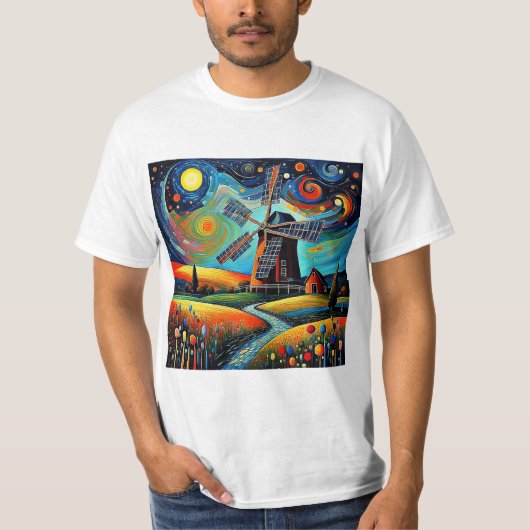 Windmolen bij nacht 2 t-shirt (Voorkant)