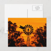 Windmolen bij zonsondergang, Australië Briefkaart (Voorkant / Achterkant)