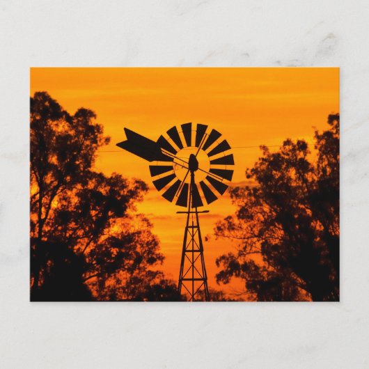 Windmolen bij zonsondergang, Australië Briefkaart (Voorkant)