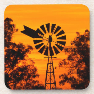 Windmolen bij zonsondergang, Australië Drankjes Onderzetter