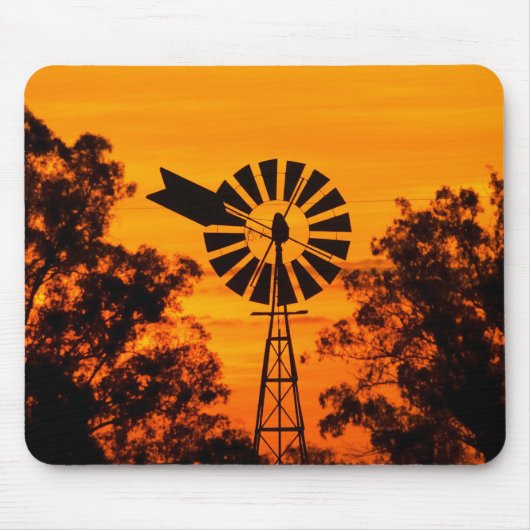 Windmolen bij zonsondergang, Australië Muismat (Voorkant)