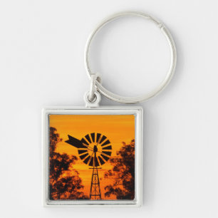 Windmolen bij zonsondergang, Australië Sleutelhanger