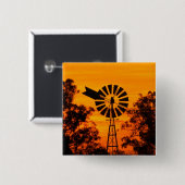 Windmolen bij zonsondergang, Australië Vierkante Button 5,1 Cm (Voorkant /achterkant)