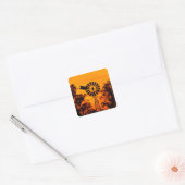 Windmolen bij zonsondergang, Australië Vierkante Sticker (Envelop)