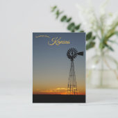Windmolen bij zonsondergang in Kansas Briefkaart (Staand voorkant)