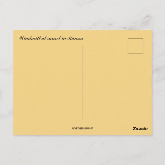Windmolen bij zonsondergang in Kansas Briefkaart (Achterkant)