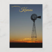 Windmolen bij zonsondergang in Kansas Briefkaart (Voorkant)