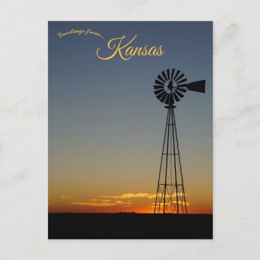 Windmolen bij zonsondergang in Kansas Briefkaart (Voorkant)