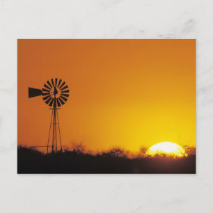 Windmolen bij zonsondergang, Sinton, Texas, USA Briefkaart