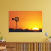 Windmolen bij zonsondergang, Sinton, Texas, VS Canvas Afdruk (Insitu (Woonkamer))