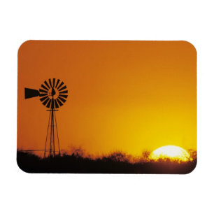Windmolen bij zonsondergang, Sinton, Texas, VS Magneet