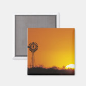 Windmolen bij zonsondergang, Sinton, Texas, VS Magneet (Voorkant / Achterkant)