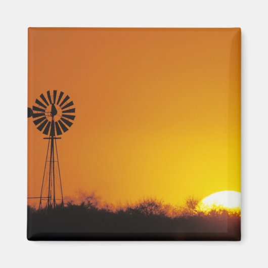 Windmolen bij zonsondergang, Sinton, Texas, VS Magneet (Voorkant)