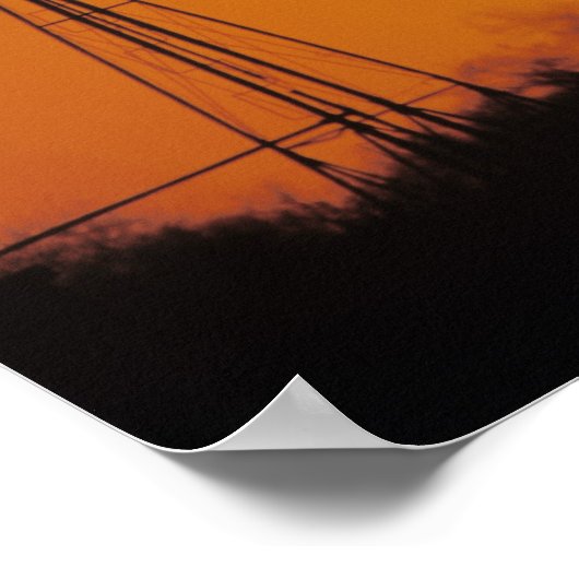 Windmolen bij zonsondergang, Sinton, Texas, VS Poster (Hoek)