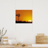 Windmolen bij zonsondergang, Sinton, Texas, VS Poster (Keuken)
