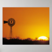 Windmolen bij zonsondergang, Sinton, Texas, VS Poster (Voorkant)