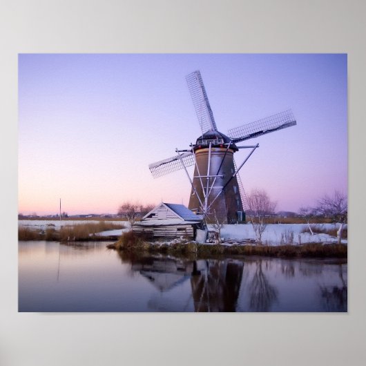 Windmolen bij zonsopgang in Holland in het winters Poster (Voorkant)