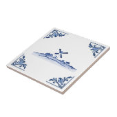 Windmolen Delfts Blauw Witte Hoeken Nederland Tegeltje (Zijkant)