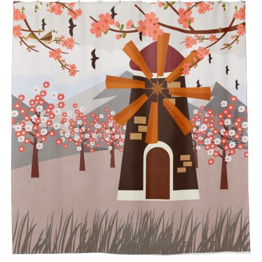 Windmolen Douchegordijn (Voorkant)