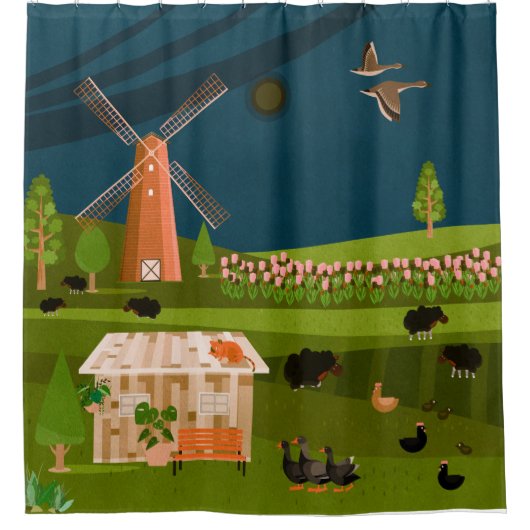 Windmolen Douchegordijn (Voorkant)