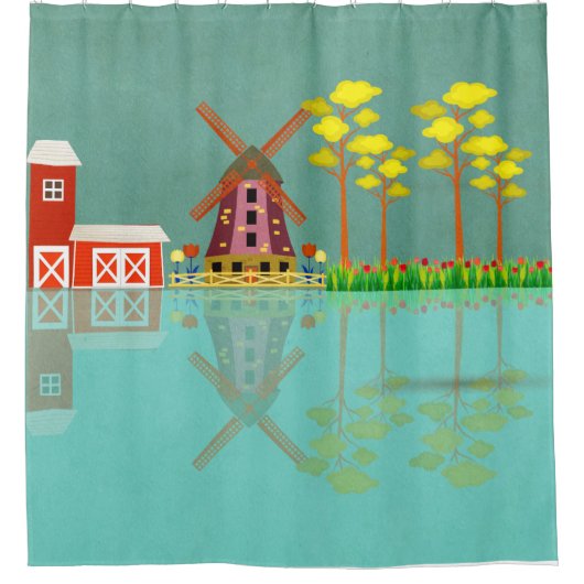 Windmolen Douchegordijn (Voorkant)