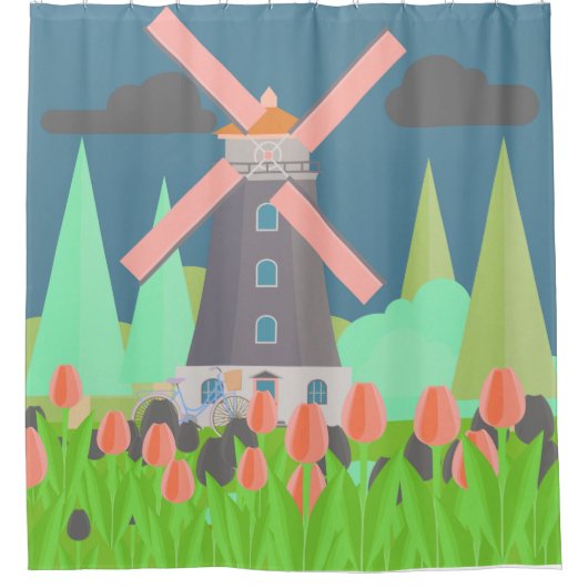 Windmolen Douchegordijn (Voorkant)