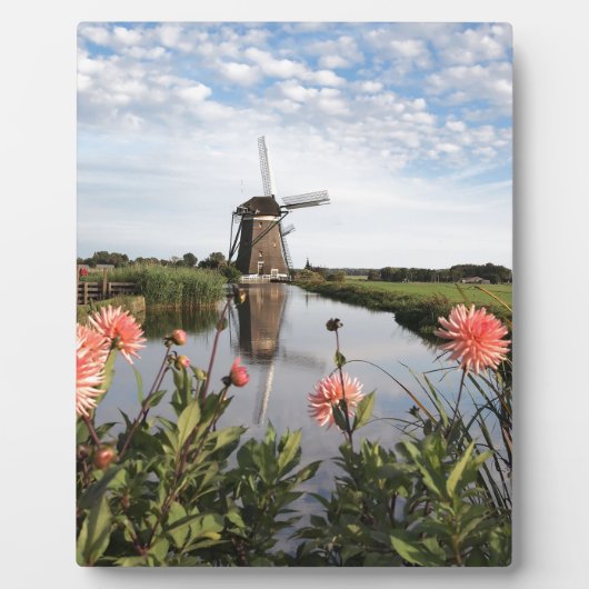 Windmolen en bloemen in Holland plaque Fotoplaat (Voorkant)