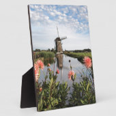 Windmolen en bloemen in Holland plaque Fotoplaat (Zijkant)
